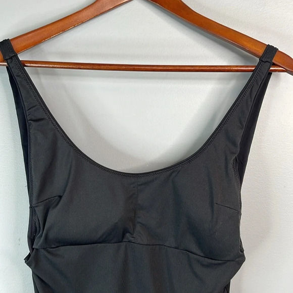 GARAGE Mesh Side Panel One Piece Bathing Suit Black Low Back *As Is* M - Picture 2 of 8